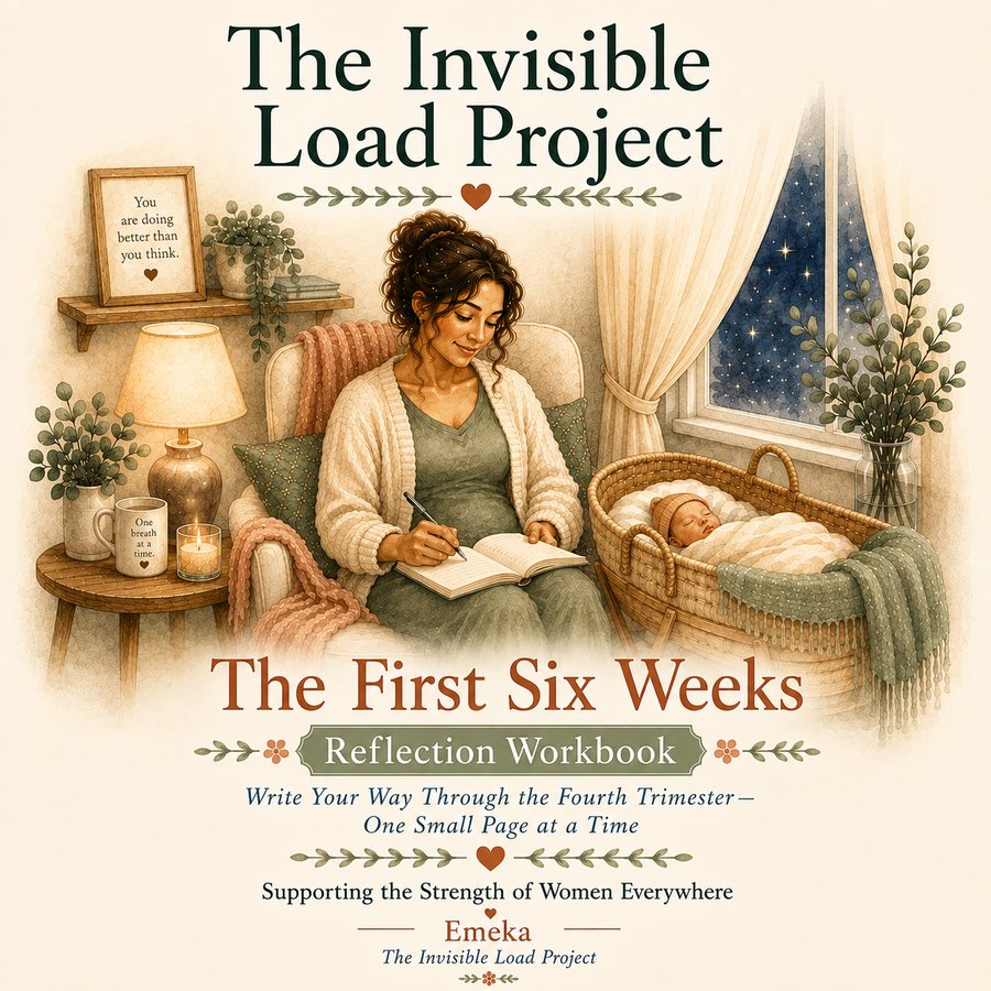 The First Six Weeks reflection workbook — postpartum journal with guided pages